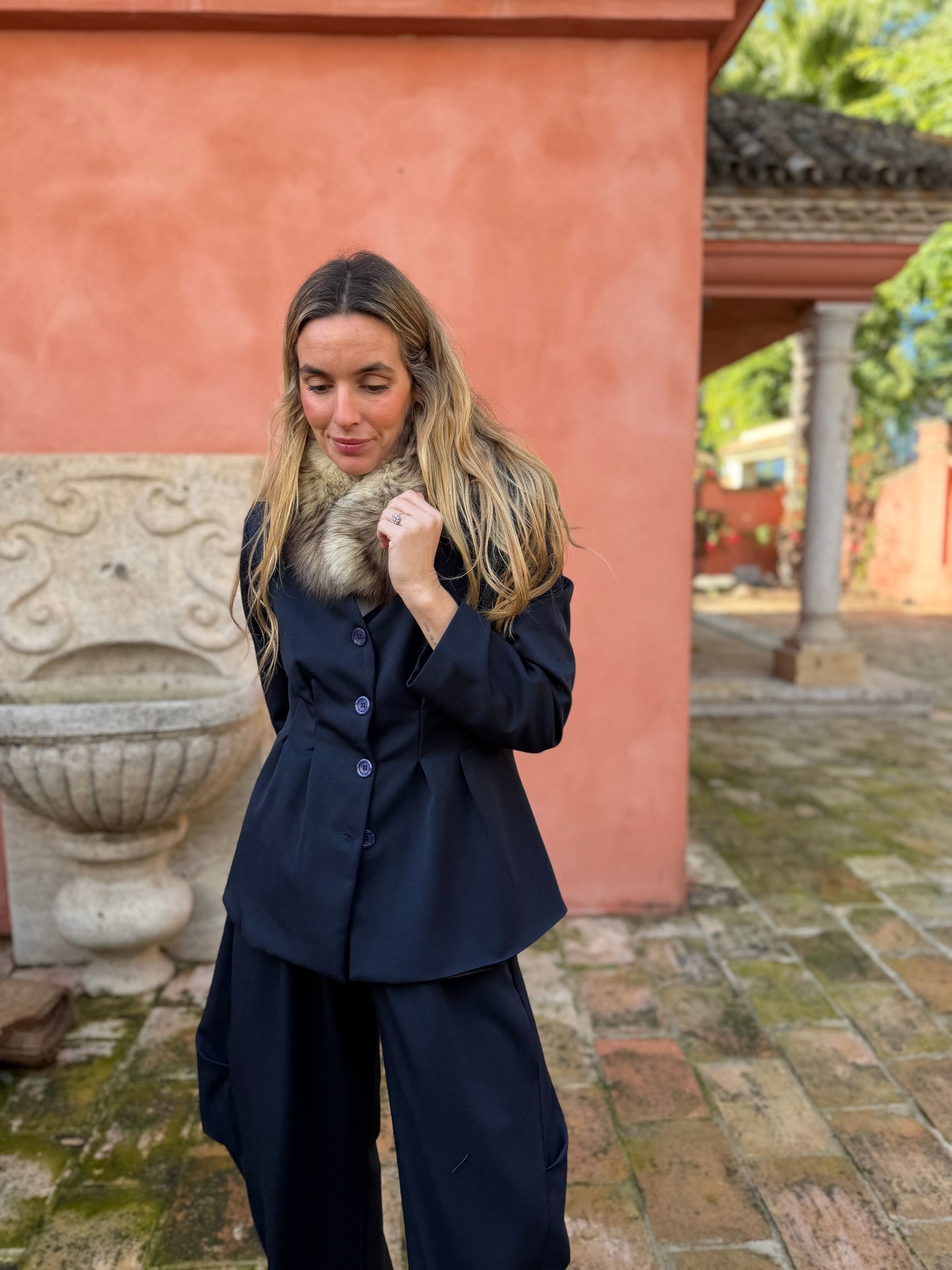 Pantalón traje tablas azul marino