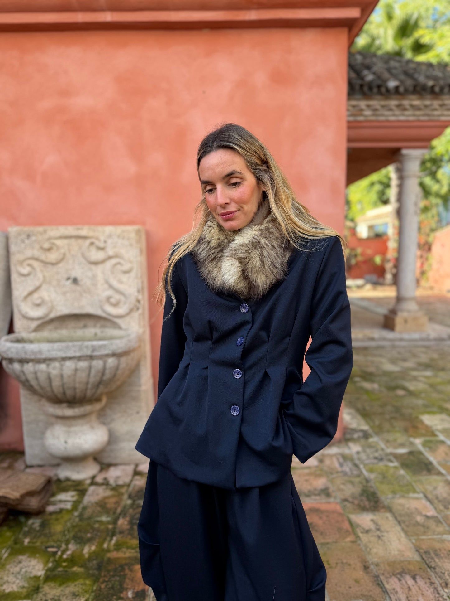 Chaqueta tablas burdeos marino