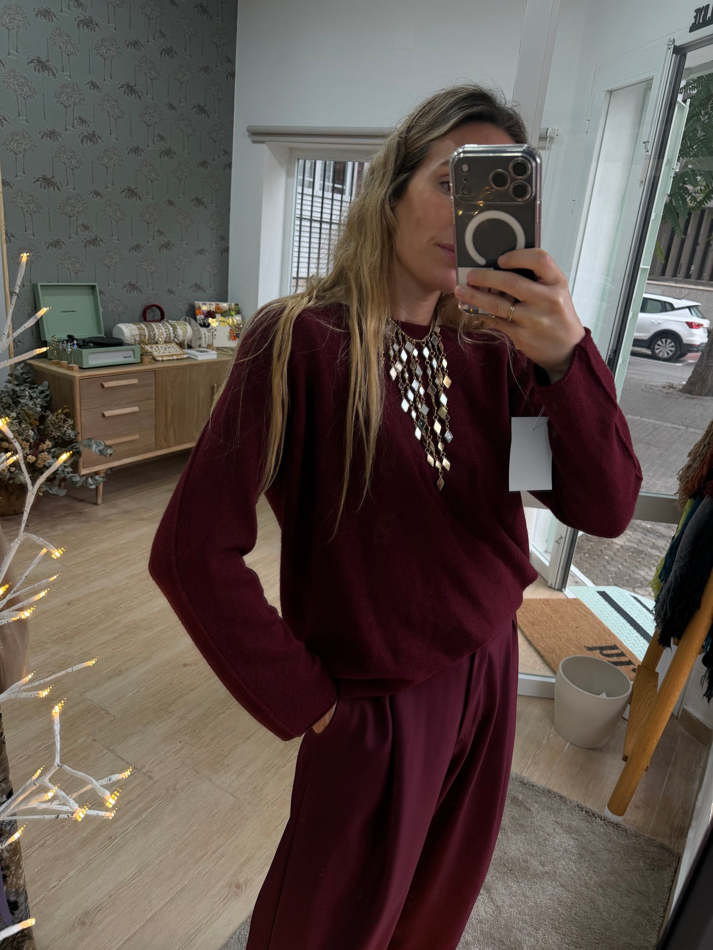 Jersey punto burdeos