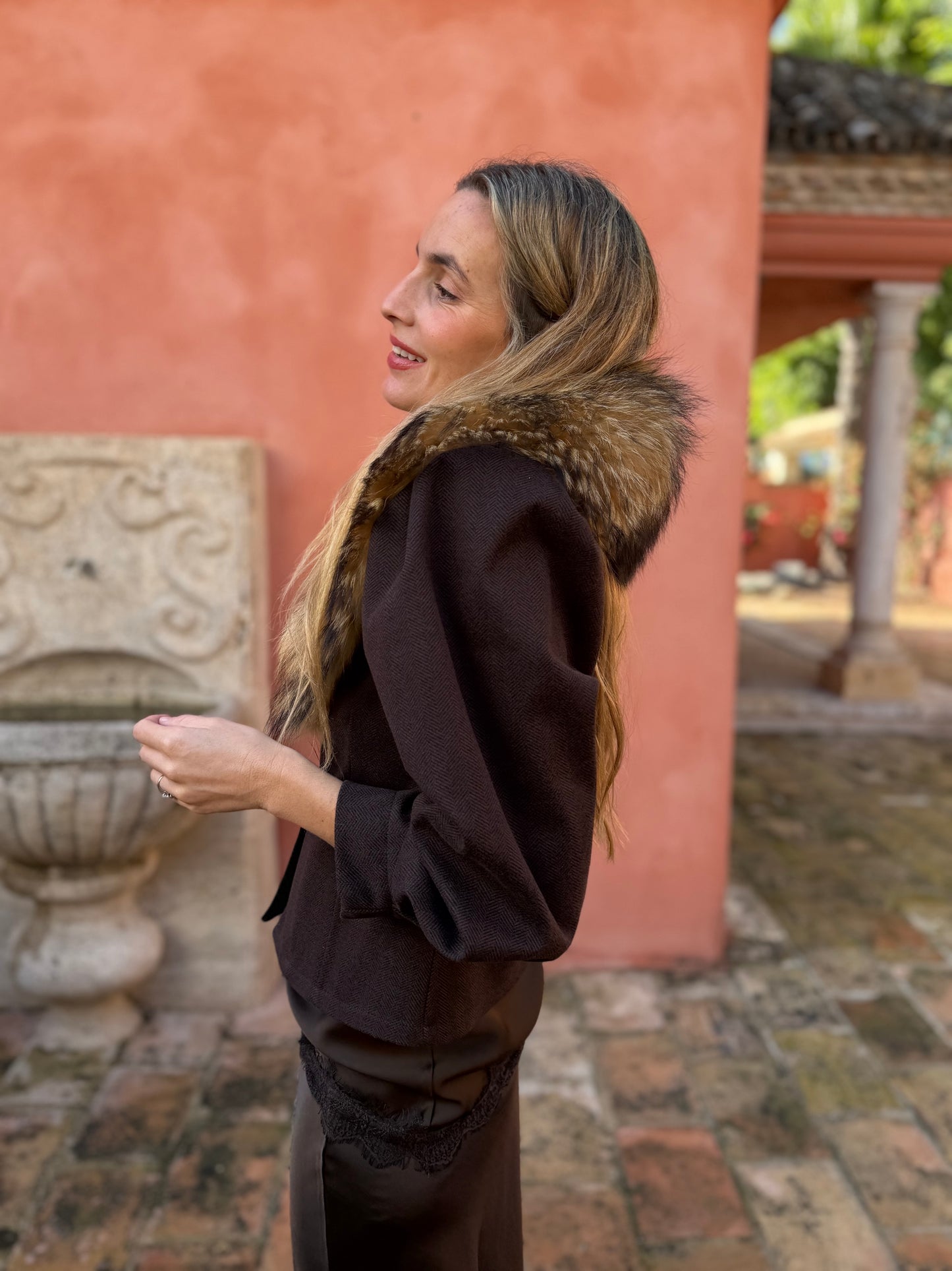 Chaqueta espiga chocolate