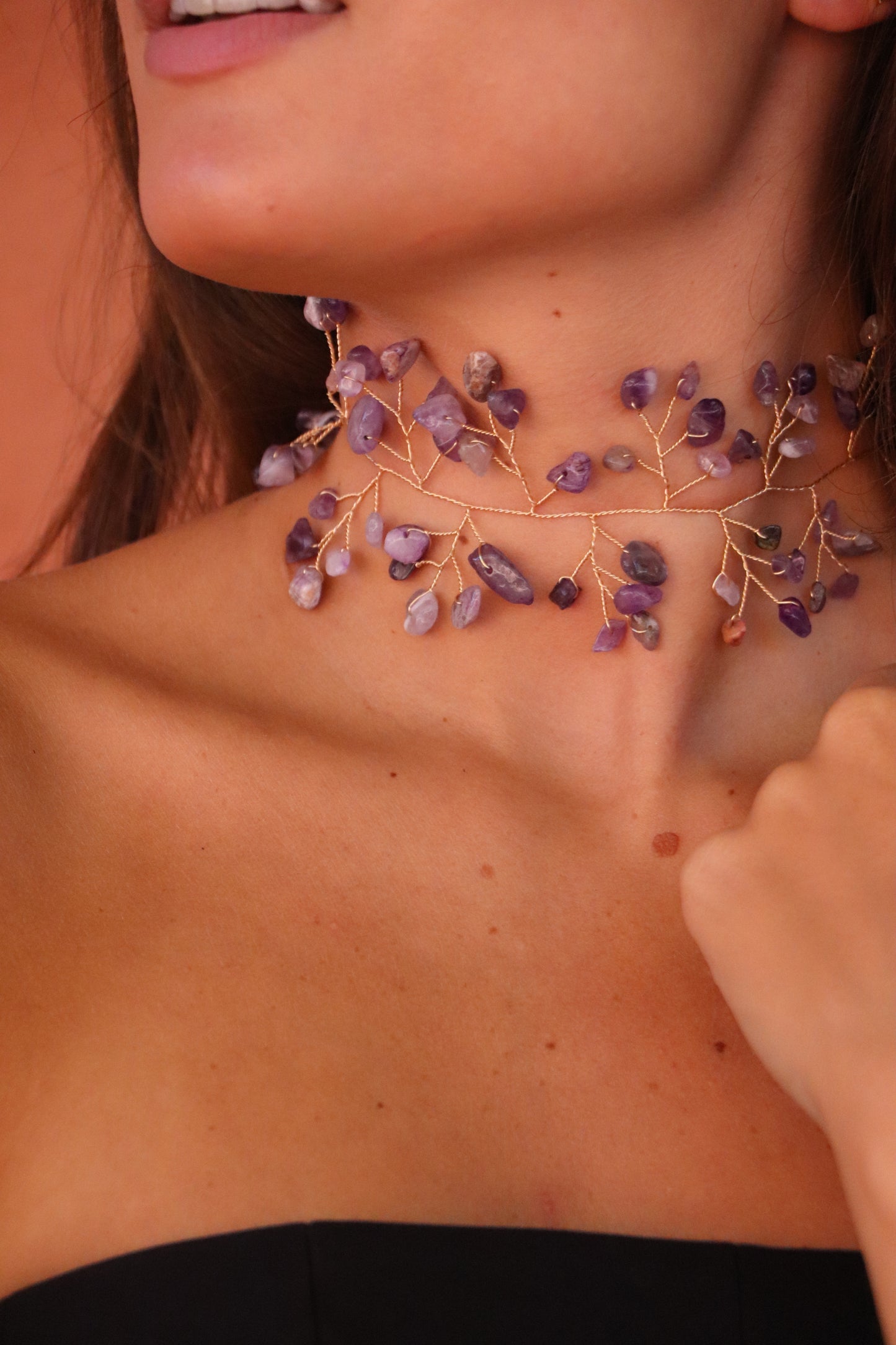 Choker piedras tonos morados