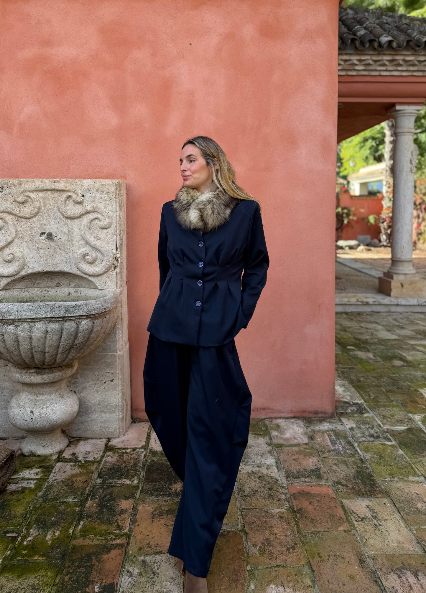 Pantalón traje tablas azul marino