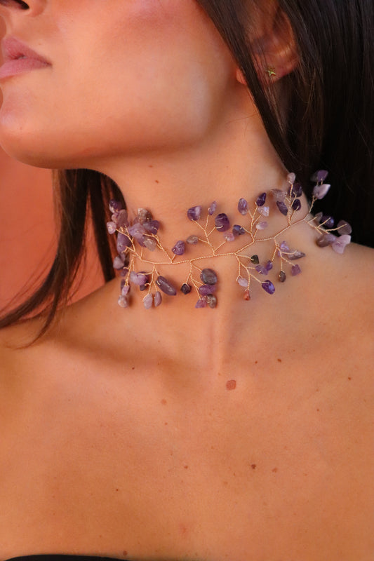 Choker piedras tonos morados