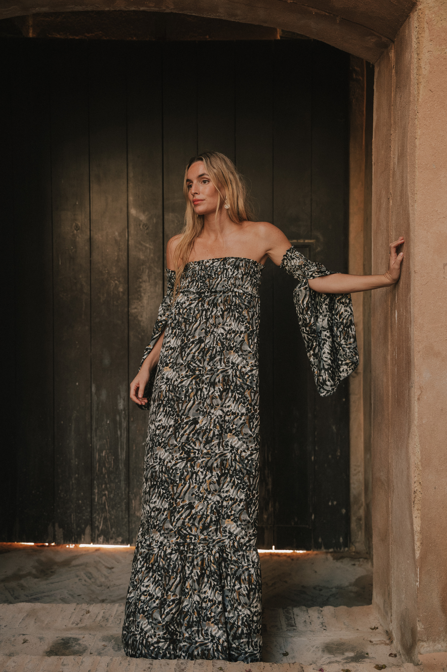 Vestido Venecia print gris