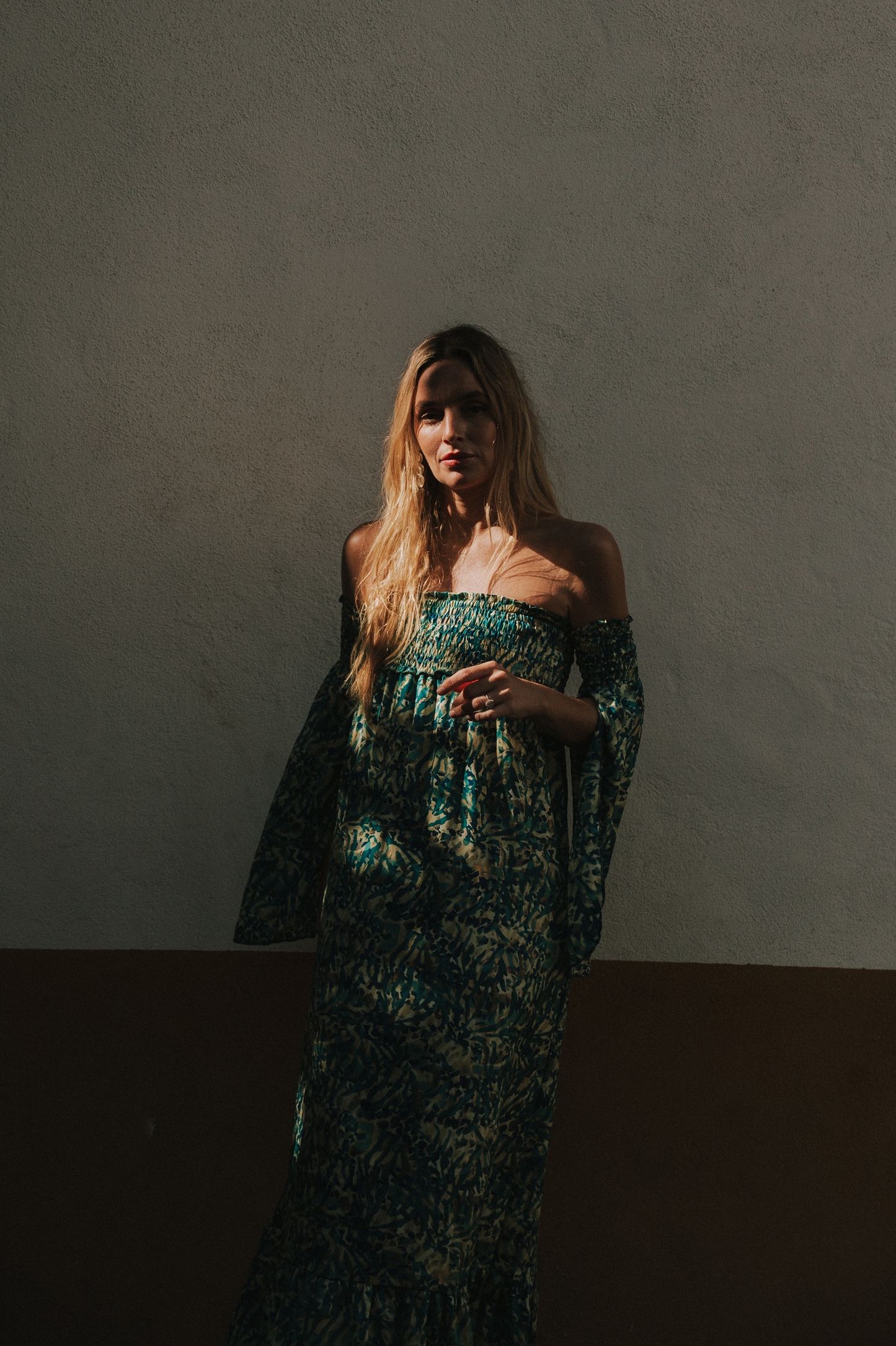 Vestido Venecia print turquesa