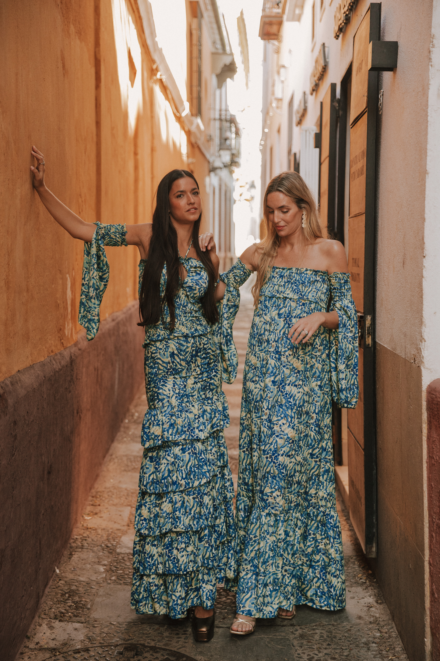 Vestido Venecia print turquesa