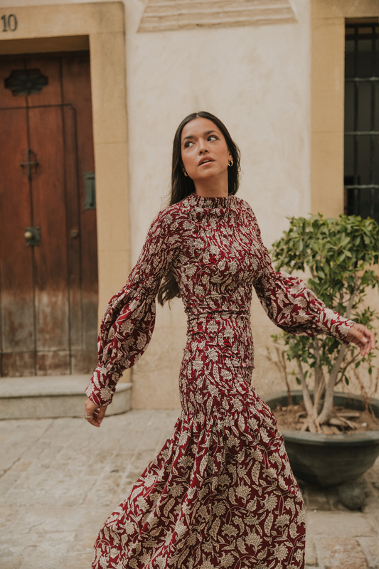 Vestido Toscana burdeos