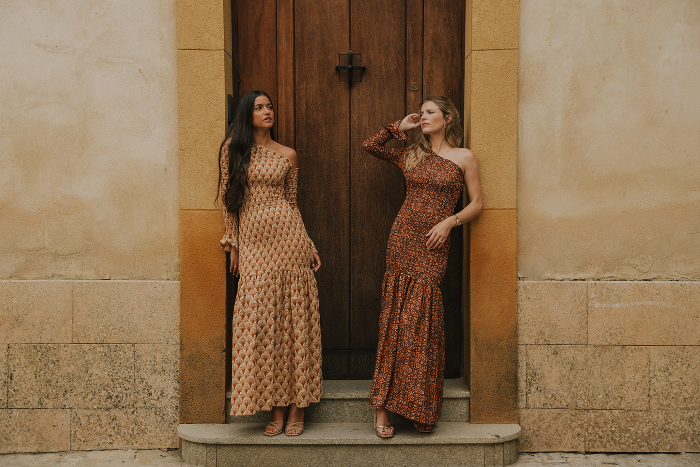 Vestido Catania marrón y teja