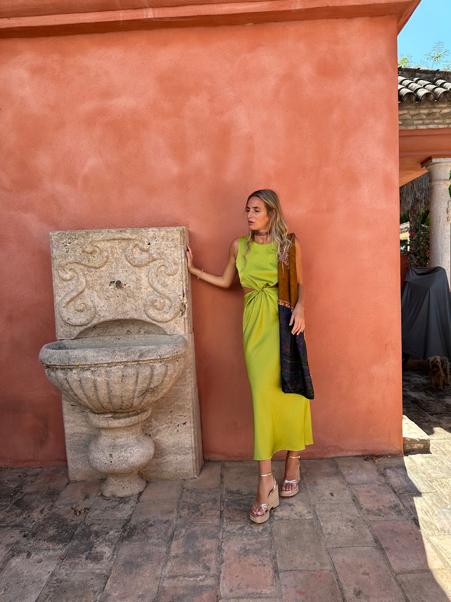 Vestido raso verde