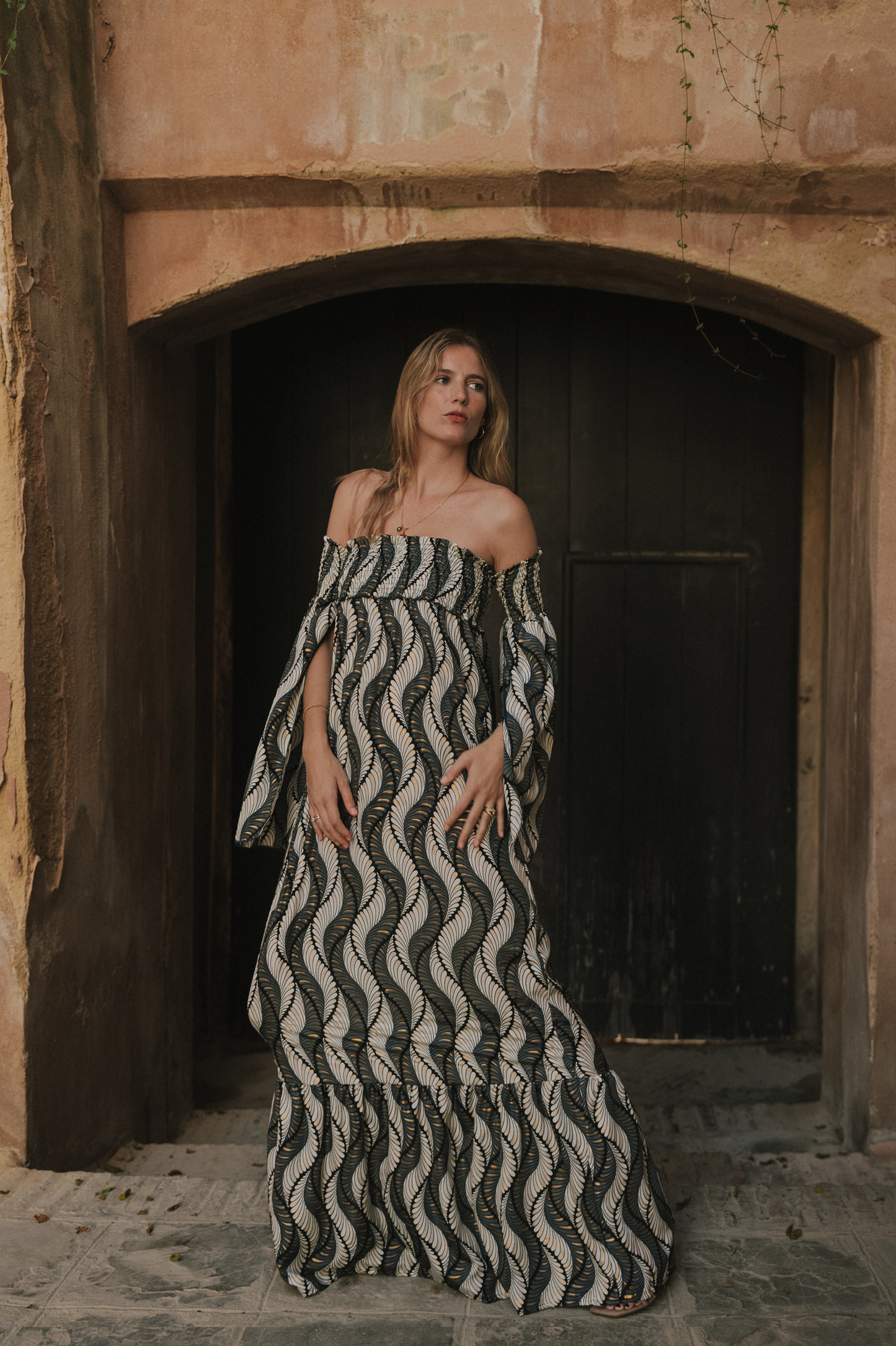 Vestido Venecia hoja gris