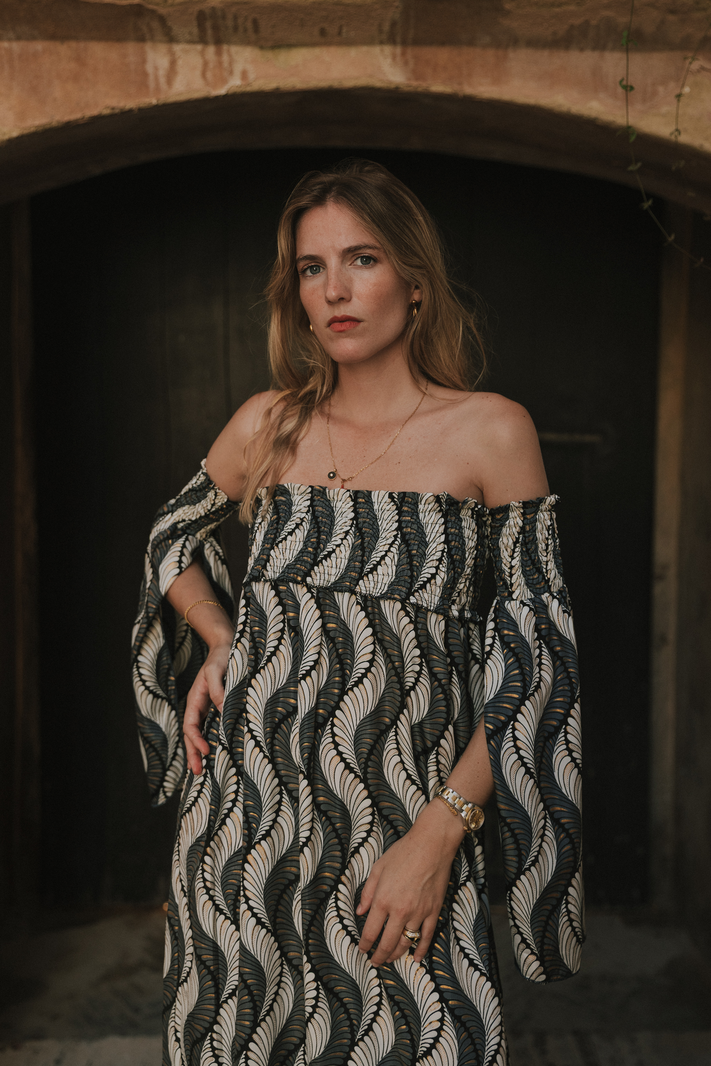 Vestido Venecia hoja gris